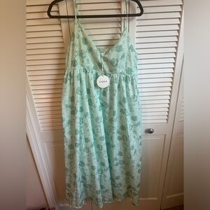 Kira Mint Green and Sage Green Floral Midi Dress Large